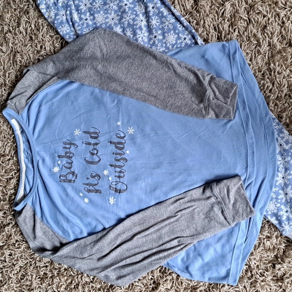 Cuddle Duds Blue/Gray Snowflake Pajamas - Picture 2 of 6